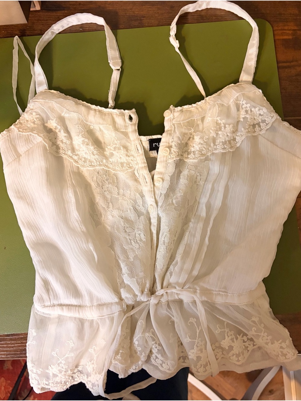 Rue21 Cream Lace-Trim Tie-Front Camisole